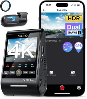 Limited-Time Sale for Summer Surprises AED 99د.إ：VIOFO A229 Pro 4K HDR Dash Cam, Dual STARVIS 2 IMX678 IMX675, 4K+2K Front and Rear Car Camera, 2 Channel with HDR, Voice...